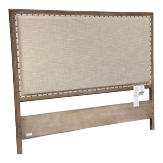 Queen Size Pottery Barn Toulouse Wood + Fabric Headboard For Sale