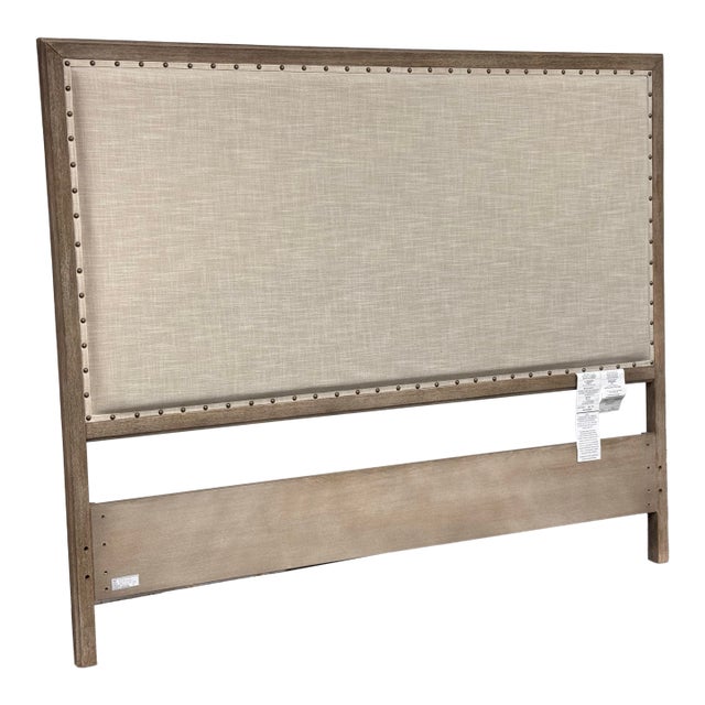 Queen Size Pottery Barn Toulouse Wood + Fabric Headboard For Sale