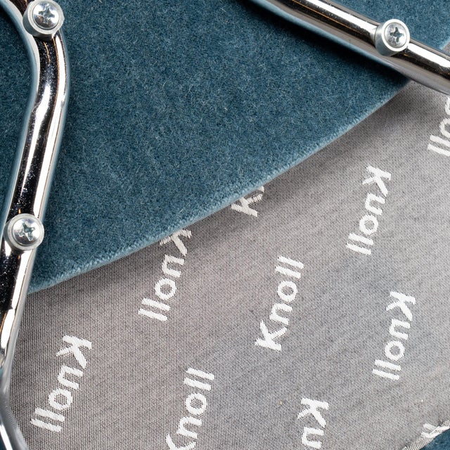 Knoll Saarinen Executive Armless Dining Chairs in Ocean Mohair, Chrome Legs For Sale - Image 10 of 10