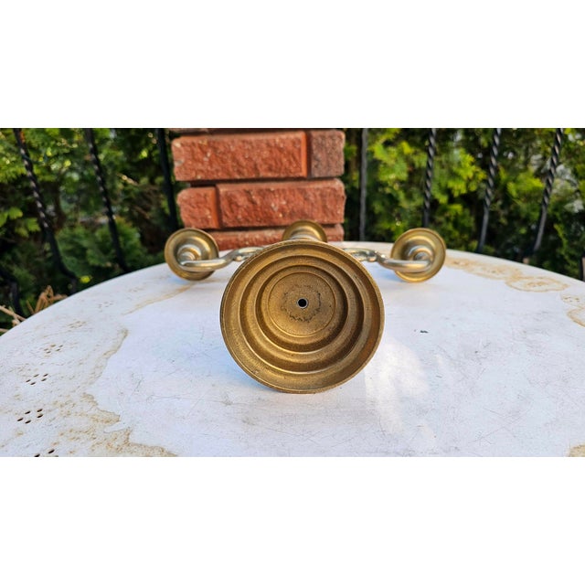Metal Art Deco Brass Triple Candlestick, 1920s For Sale - Image 7 of 9
