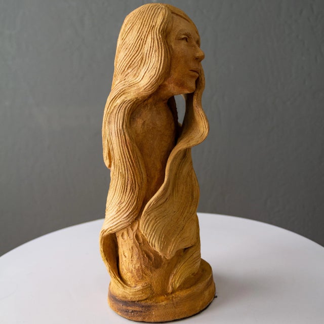 Late 20th Century Terra Cotta Clay Female Bust Figurative Sculpture of a Woman For Sale - Image 5 of 13