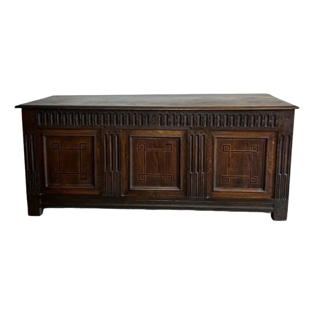 Antique 18th Century Oak Coffer, 1780s For Sale