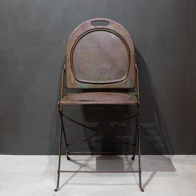 Set of Four Prohibition Era Indusrial Metal Folding Chairs c.1920 For Sale - Image 11 of 18