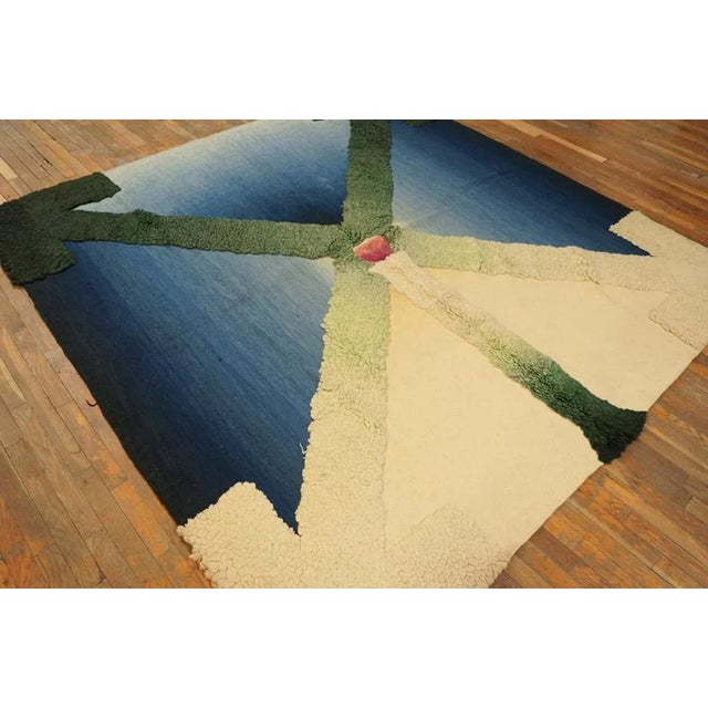 Mid Century Modern Blue and Cream English Art Moderne Tapestry by Stefan Knapp For Sale In New York - Image 6 of 7