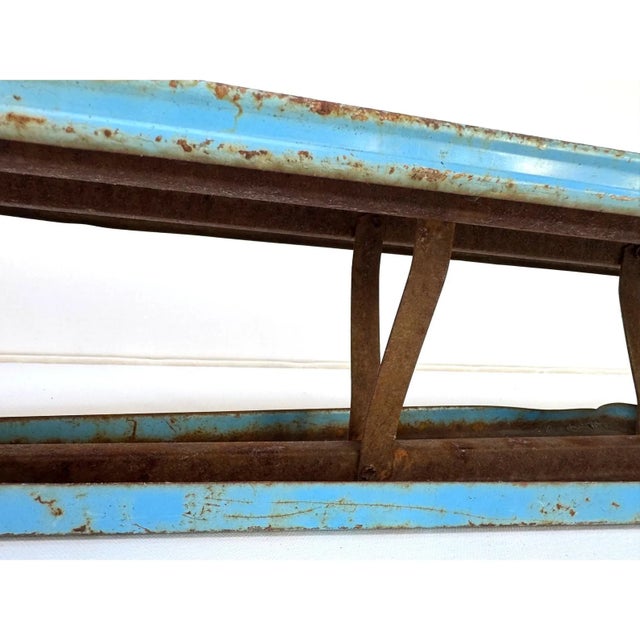 1940's Industrial Folding Ironing Board, Blue Painted Steel For Sale - Image 6 of 14