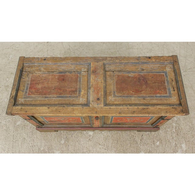Brown Antique Pennsylvania Dutch Paint Decorated Blanket Chest For Sale - Image 8 of 13
