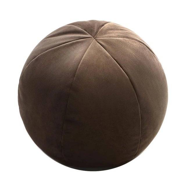Contemporary Velvet Ball Cushion in Brown by Lo Decor For Sale - Image 3 of 3