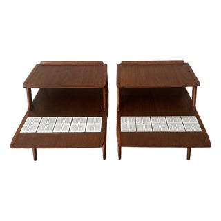 1960s Lane Furniture Cosmopolitan Walnut End Table Set For Sale