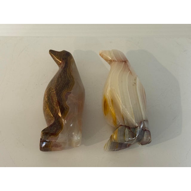 Vintage Hand-Carved Translucent Stone Penguin Figurines — Pair 2.25” Tall For Sale - Image 10 of 10