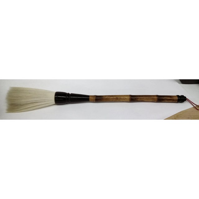 Antique Chinese Signed Bamboo Handle Natural Hair Calligraphy Brush For Sale - Image 10 of 10