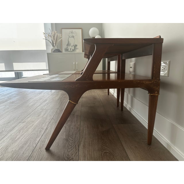 1960s 1960s Lane Furniture Cosmopolitan Walnut End Table Set For Sale - Image 5 of 15