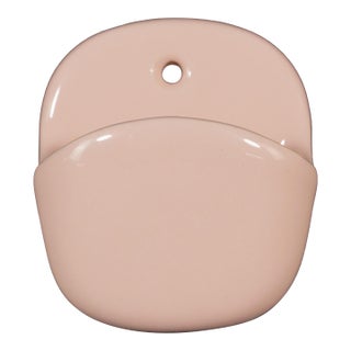 Vintage European Pink Ceramic Wall Mount Soap Dish For Sale