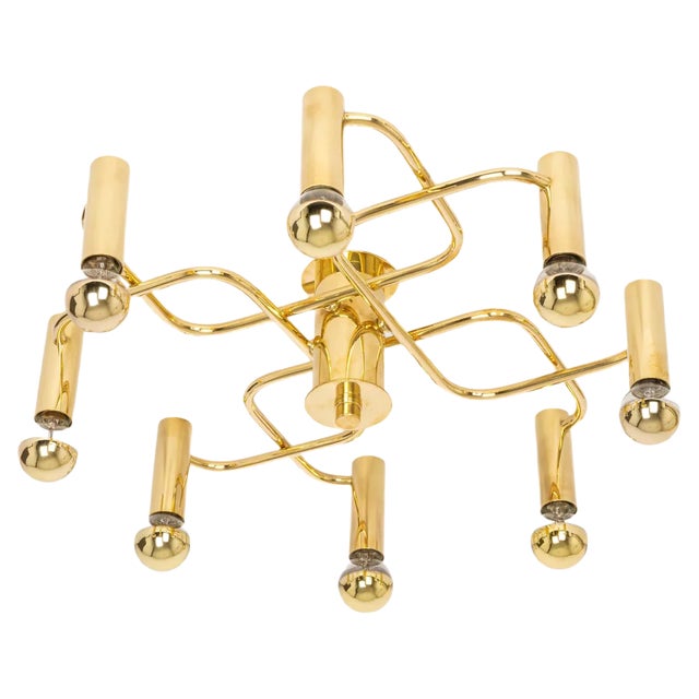 Mid-Century Brass Chandelier, 1970s For Sale