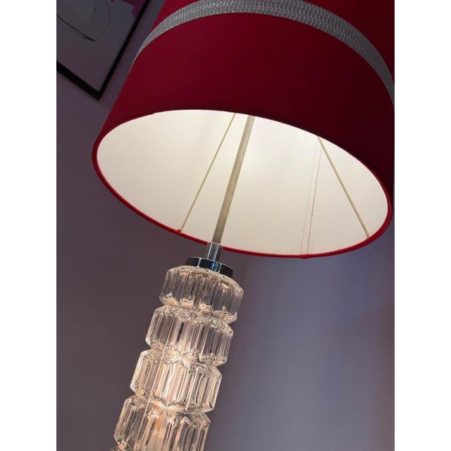 Glass Red Glass and Chrome Floor Lamp from Fischer Leuchten For Sale - Image 7 of 11