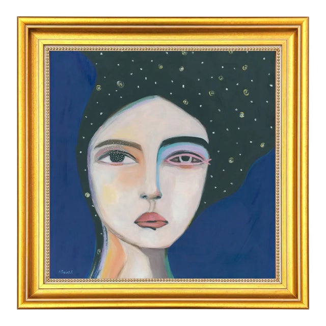 Mediterranean Mermaid, Abstract Modern Portrait Oil Painting by Alexandra Swistak For Sale - Image 3 of 4