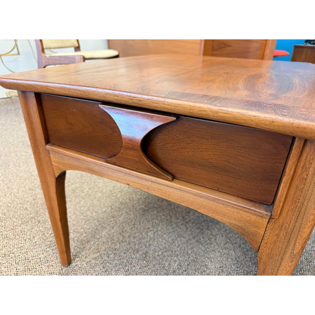 Wood Pair of Mid Century Modern Rosewood and Walnut Side Tables Attributed to Kent Coffey From the Perspecta Line For Sale - Image 7 of 12