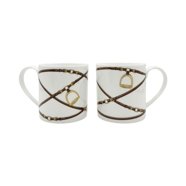 Pair Ralph Lauren Bromley Equestrian Horsebit Mugs For Sale - Image 9 of 11