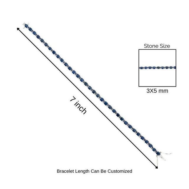 Contemporary 9.71 Ct Blue Sapphire Tennis Bracelet in Sterling Silver for Her For Sale - Image 9 of 11