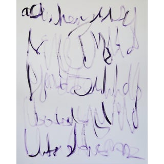 "Proto Text 3 / Purple" - Large Abstract Oil Painting by Simon Findlay For Sale