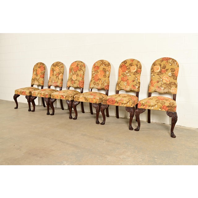 Queen Anne Berkey & Gay Antique Chippendale Carved Walnut Dining Chairs | Circa 1920s For Sale - Image 3 of 13