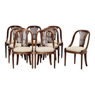 Set of 8 Gondola-Style Walnut Dining Chairs For Sale