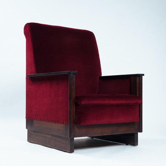 Art Deco Amsterdam School Red Velvet Chairs, The Netherlands, 1930s, Set of 2 For Sale - Image 15 of 18