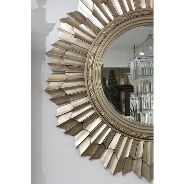 Monumental Silver Leaf Sunburst Mirror For Sale - Image 4 of 5