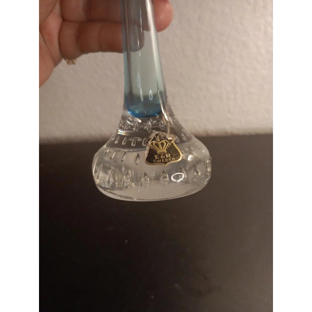 Gustavian (Swedish) 1980s Aseda Glasbruk Sweden Aqua Bud Vase For Sale - Image 3 of 6