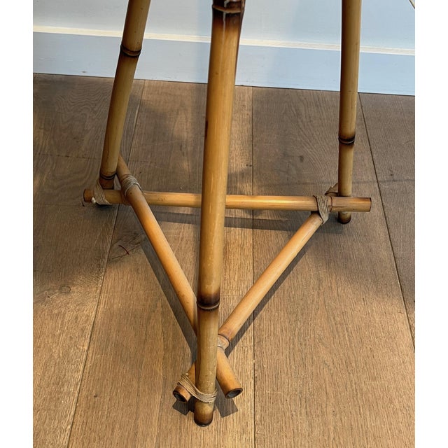 1970s Bamboo and Rope 3 Lights Floor Lamp, French Work in the Style of Audoux Minet For Sale - Image 10 of 12