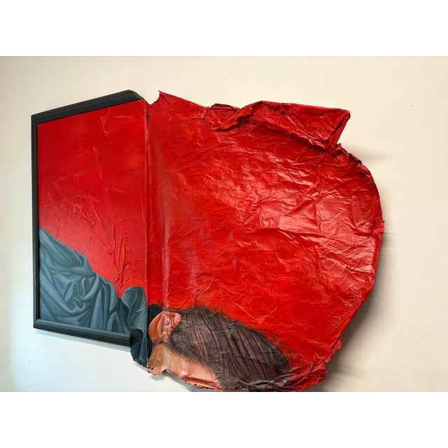 Contemporary Natasha Lelenco, Fragmented Portrait with Red Surface Expansion Inspired by the Dream of Ariadne, 2023, Mixed Media For Sale - Image 3 of 12