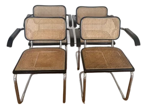 1970s Marcel Breuer Cesca Armchairs – Cidue, Italy (Black / Natural Cane), Set of 4
