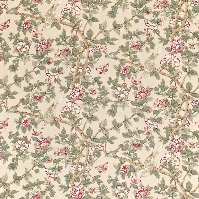 Sanderson Caverley Fabric in Rose/ Pewter - a Sample For Sale