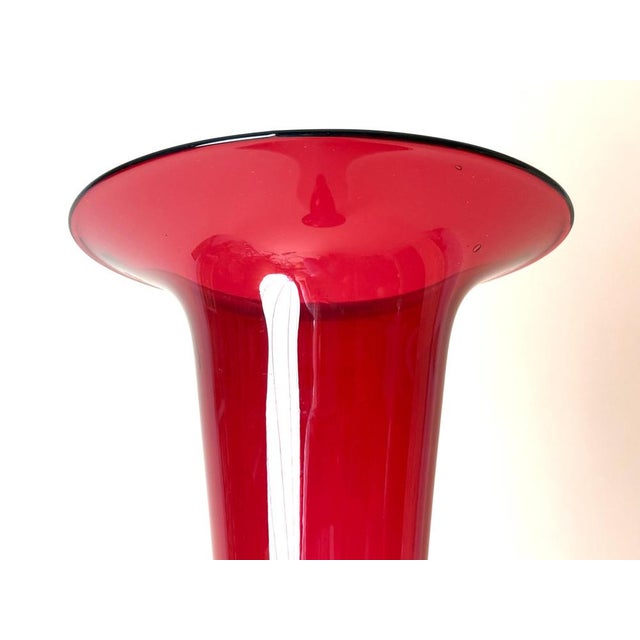 Art Glass Murano Ruby Red Floor Vase, Italy, 1960s For Sale - Image 14 of 18