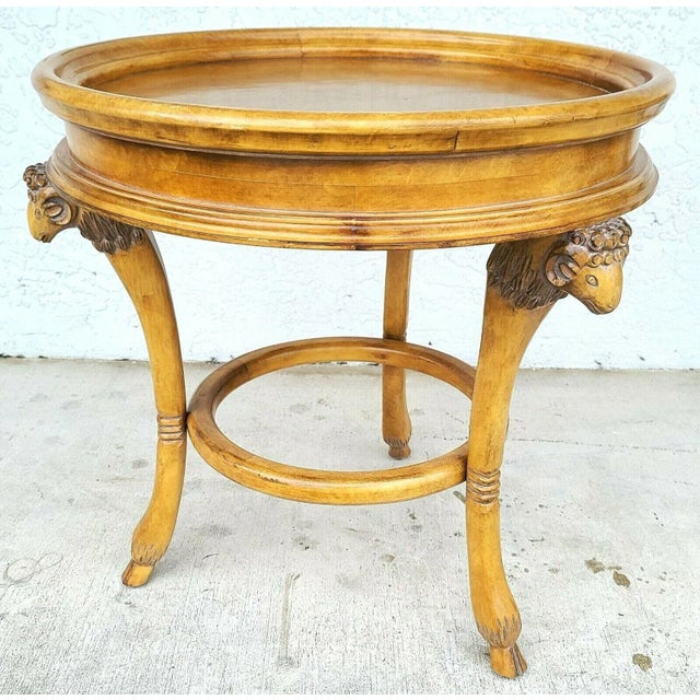 Gueridon Carved Rams Head Side Center Lamp Table For Sale - Image 9 of 9
