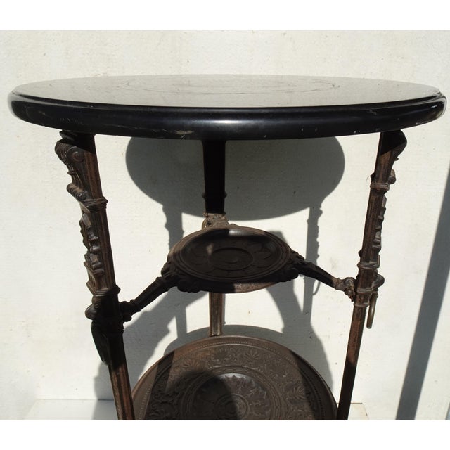 Antique Cast Iron Side Table with Black Marble Top by E.G. Zimmermann, Hanau, 1890s For Sale - Image 14 of 18