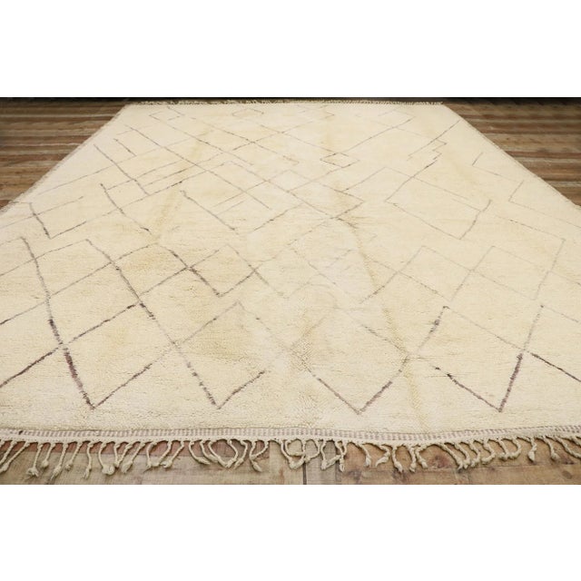 Textile 2010s Large Neutral Berber Moroccan Rug, 11'05 X 14'06 For Sale - Image 7 of 9