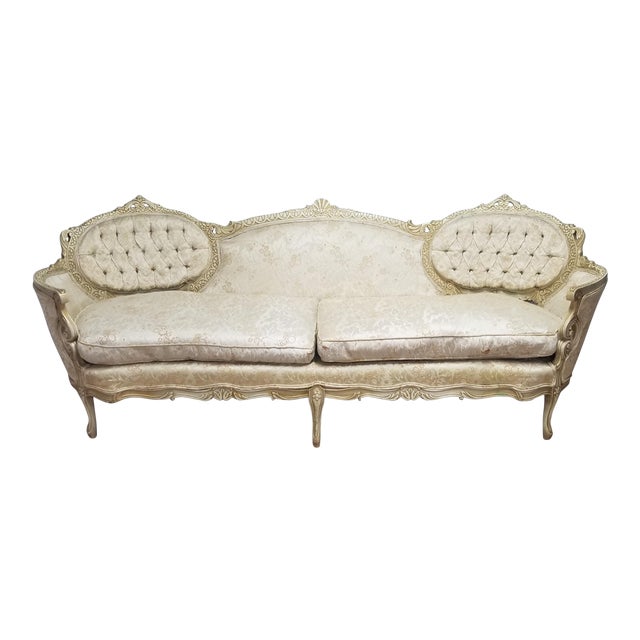 1950s Vintage White Floral Sofa Chairish