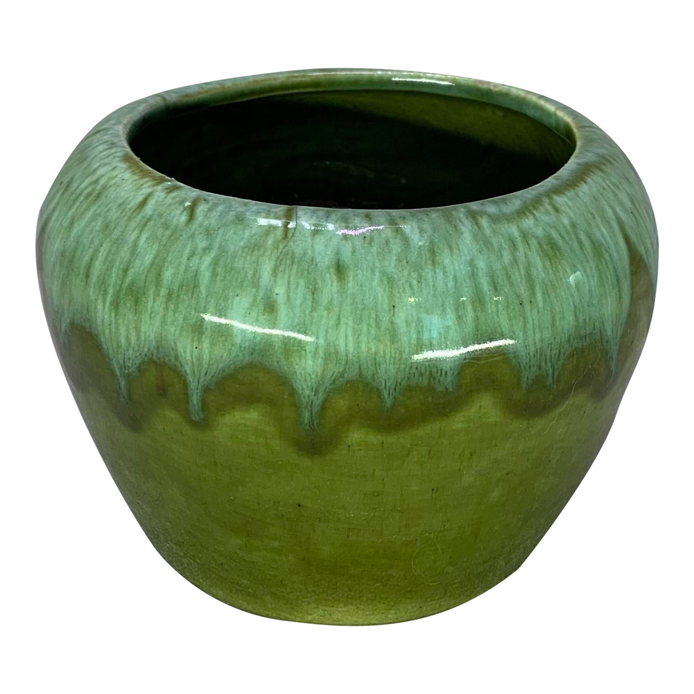 Mid 20th Century California Ware Green Drip Glaze Planter Chairish