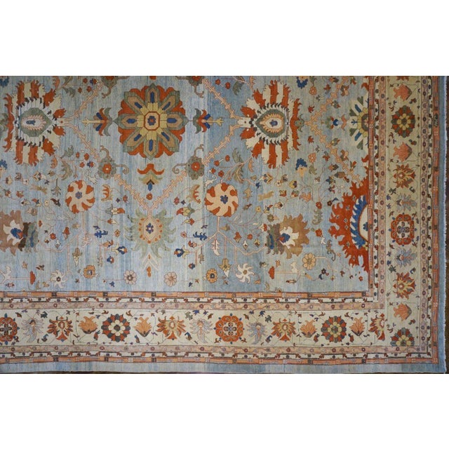 Persian Serapi Karajeh Wool 21x23 Red, Blue & Ivory Handmade Area Rug #9902856