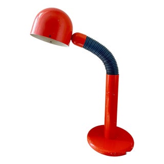Vintage Space Age Orange Metal Table Lamp, 1970s For Sale