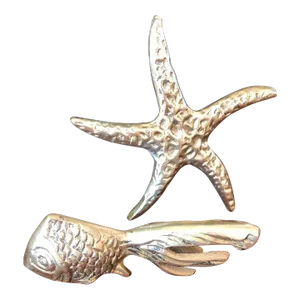 1980s Brass Fantail Goldfish and Brass Starfish - A Pair