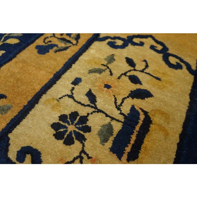 1920s Blue Navy Vase Floral Antique Chinese Peking Carpet 9'2" X 11'6" Knotted Wool Rug For Sale - Image 11 of 13