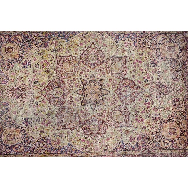 Late 18th Century Antique Ivory Lavar Kerman Rug 10'1'' x 14'11'' For Sale In New York - Image 6 of 12