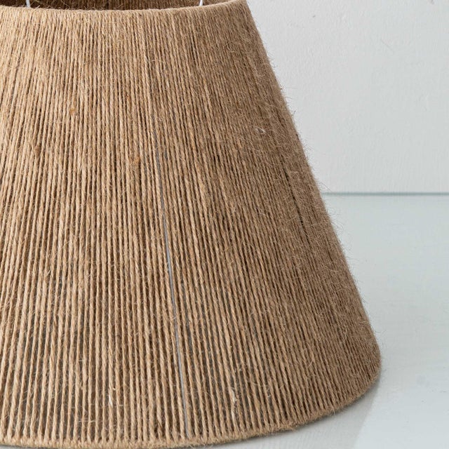 Vintage Spanish Ceramic Faux Wicker Table Lamps with New Jute Shades, 1970s, Set of 2 For Sale - Image 4 of 18