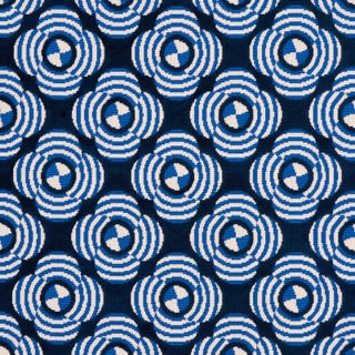 Sample - Schumacher x Johnson Hartig Le Moderne Cut Velvet Fabric in Cobalt For Sale