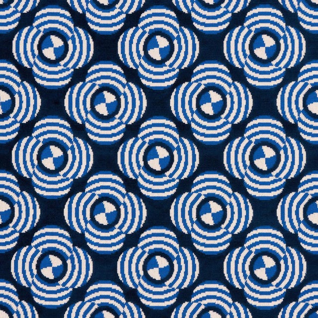 Sample - Schumacher x Johnson Hartig Le Moderne Cut Velvet Fabric in Cobalt For Sale