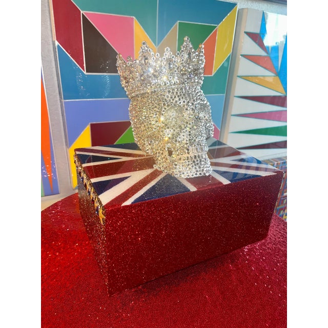 Red Her Majesty Queen Elizabeth II (Original Swarovski Creation With Custom Made Base and Crown) For Sale - Image 8 of 12