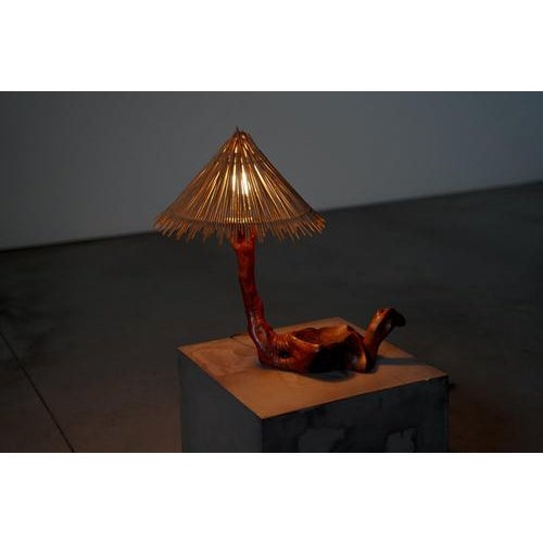 Wood Vintage French Grape Wood Desk Lamp, 1960s For Sale - Image 7 of 7