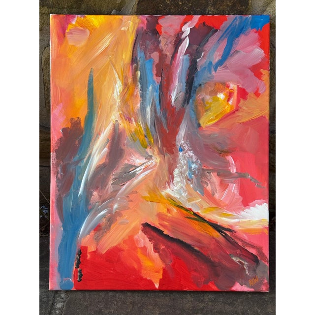 Bright Pink Abstract Expressionist Painting by Contemporary British Artist - Erupting Light 2025 For Sale - Image 8 of 9