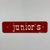 Vintage "Junior's" Rectangular Wall Sign in Firetruck Red With White Font For Sale - Image 4 of 6